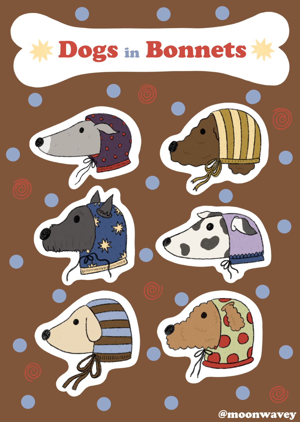 Dogs in Bonnets Sticker Sheet!