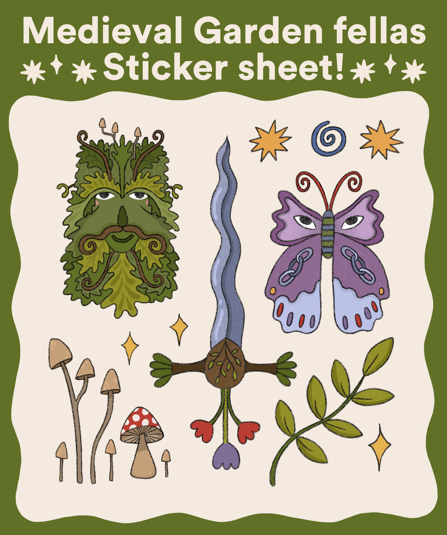 Medieval Garden Fellas Sticker Sheet!