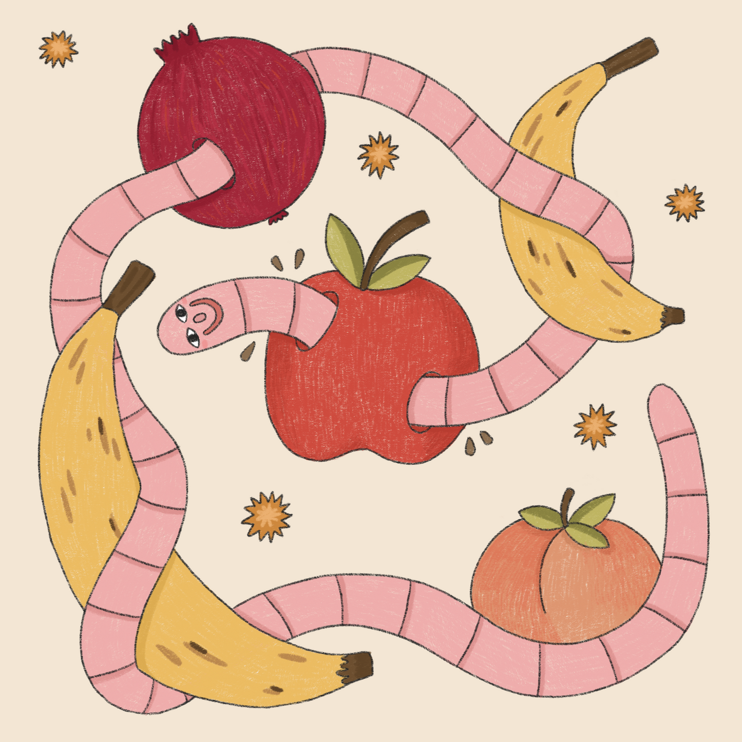 Fruity Worm Print